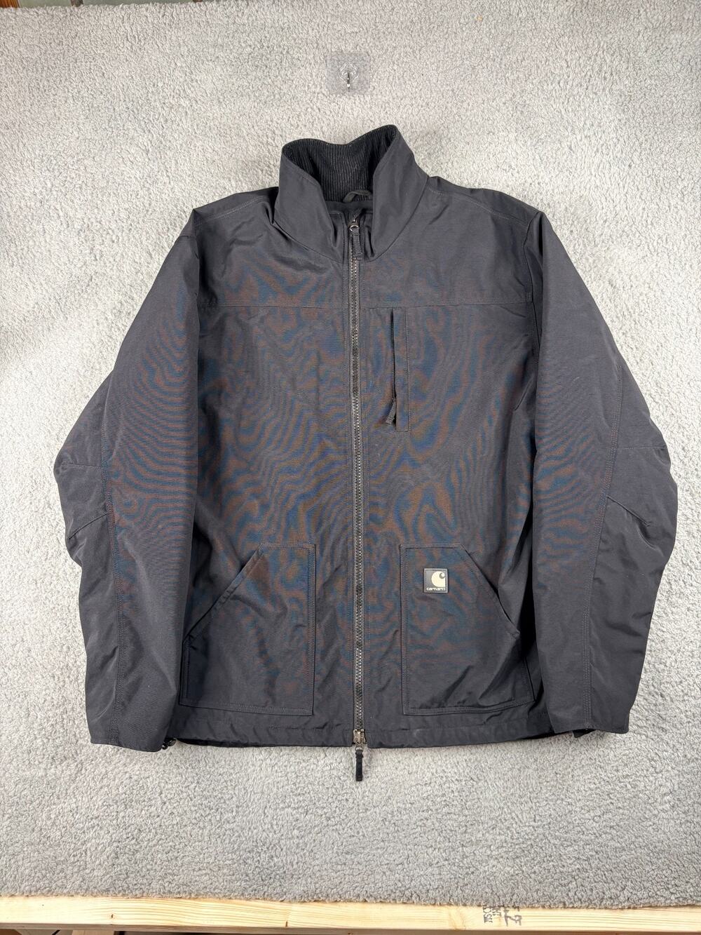 Carhartt J199 Work Jacket Men's Medium Black Full Zip Long Sleeves Front Pockets